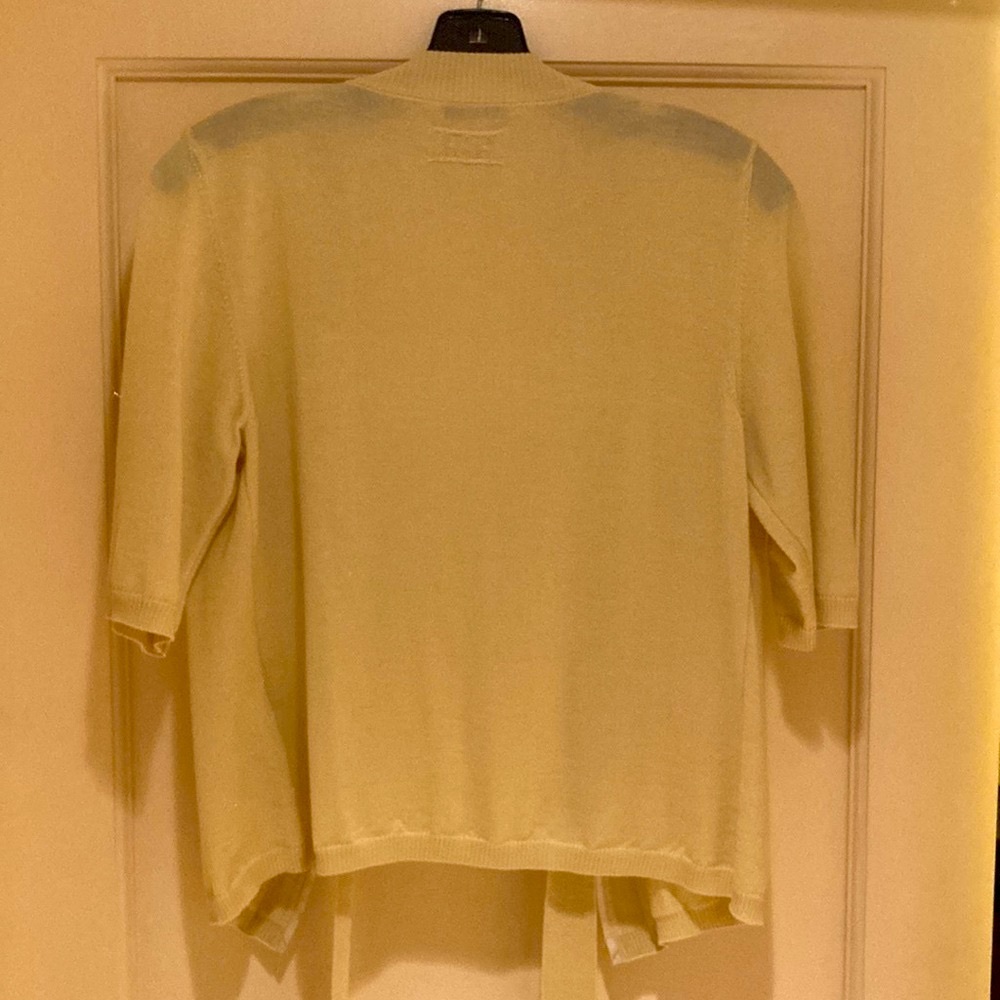 NWOT ESCADA lightweight silk/wool blend tie detail cardigan, lime green, size M. - Picture 4 of 6